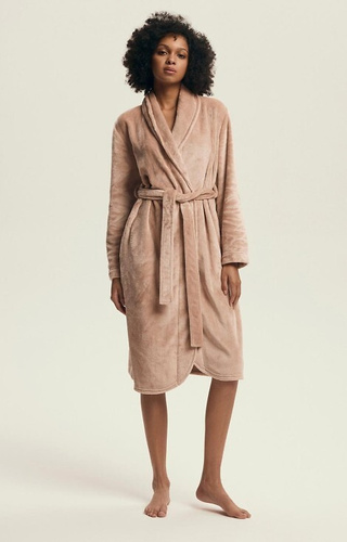 43595 Albornoz de mujer Dextra Henderson melocotón - suave, atado, por encima de la rodilla