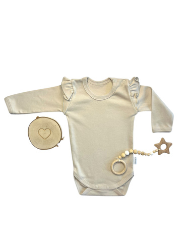 Body manga larga niña beige BD15228 - algodón y confortable