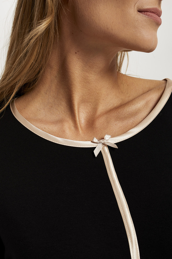 Pijama de mujer Guyana manga larga, pantalón largo Moda Italiana - negro/estampado