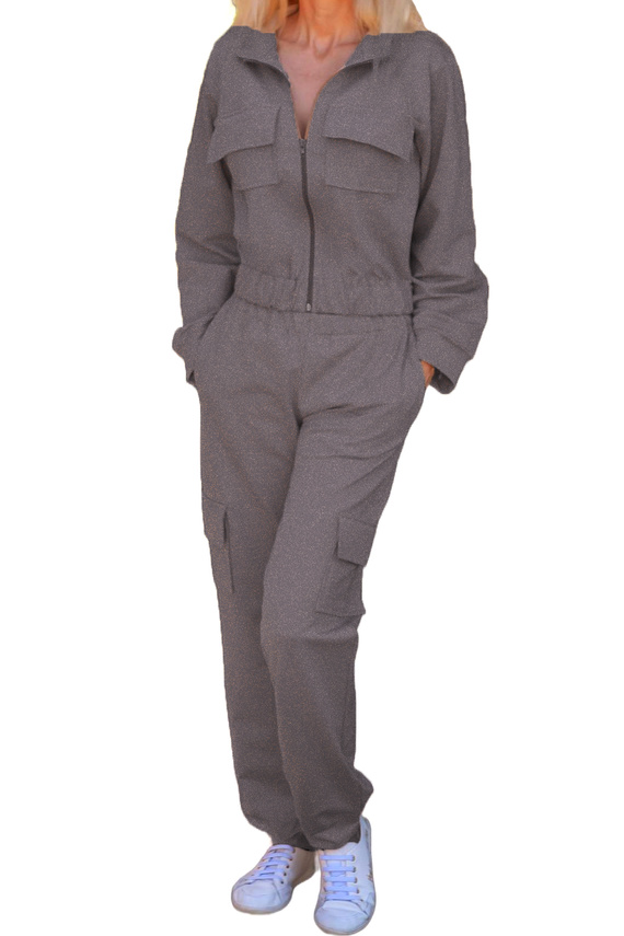 Mili Mirale chándal de mujer en algodón, cómodo conjunto con bolsillos - producción polaca - gris