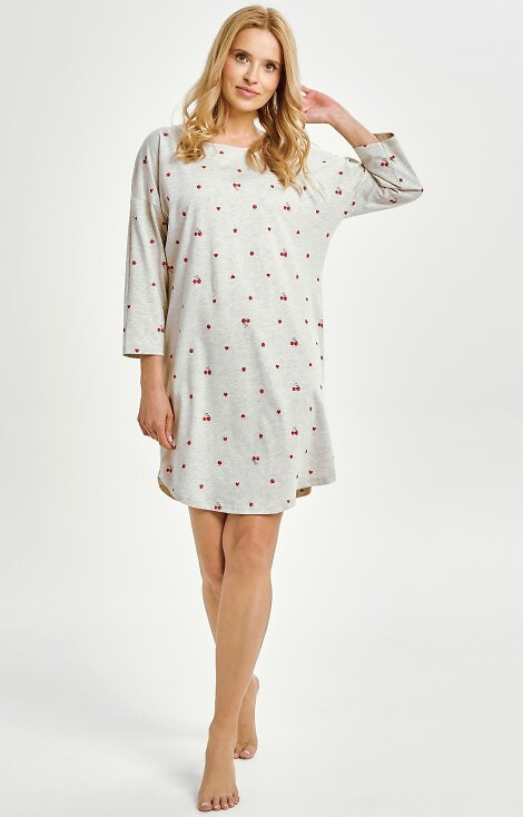 3431 Adele Camisa de mujer Taro gris - algodón, estampado de frutas, manga 7/8