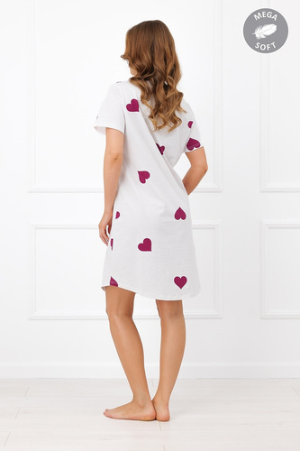 Italian Fashion Kioga Camisón Mega Soft ecru con corazones y manga corta
