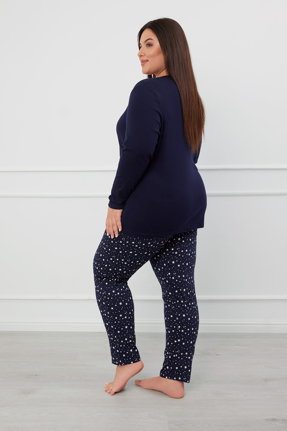 Pijama Libra Mujer manga larga y pantalón Moda Italiana - azul marino/estampado