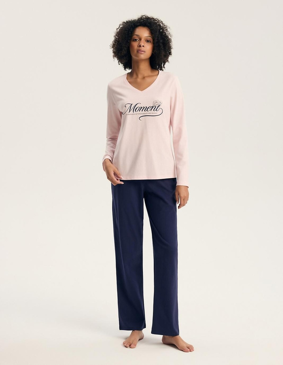 Henderson 46114 Gianna Pijama de Mujer Rosa 100% Algodón Manga Larga