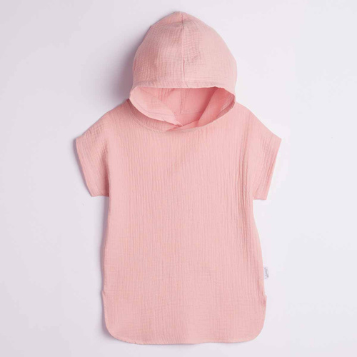 Ponczo infantil Nicol 224391 muselina 100% algodón con capucha - rosa