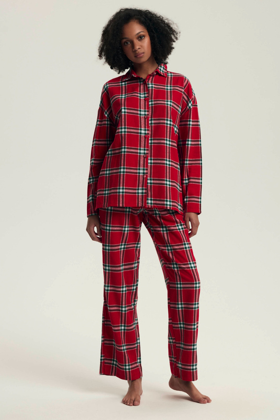 43716 Dalisa Pijama de mujer Henderson- franela a cuadros, cálido 100% algodón