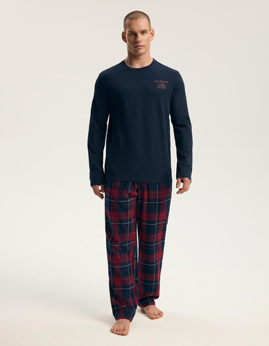 Pijama para hombre Henderson 45455 Indigo azul marino 100% algodón franela