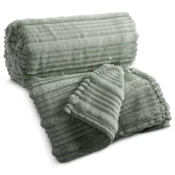 Manta cubrecama Nina 220x200 flano 3D suave Eurofirany 300 GSM color salvia