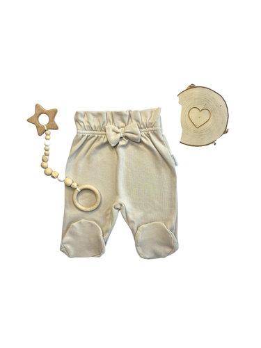 Mamatti PG15217 Fulares de talle alto para bebé - algodón liso beige