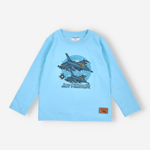 KAR-1014 Blusa de manga larga para niño Lagarto Verde azul - algodón con elastano, producción polaca