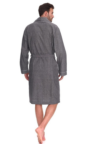 2532 Zeus Albornoz de hombre L&L gris - largo, algodón, melange, clásico