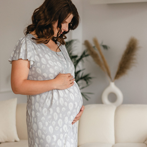 Camisón de maternidad y lactancia Emily Eevi de bambú - gris