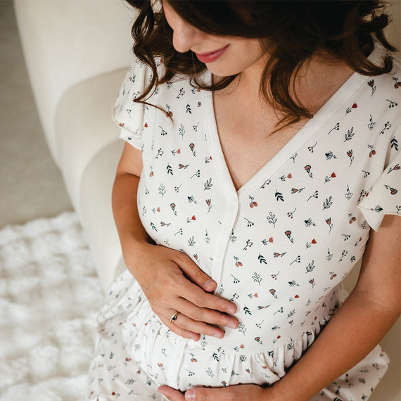 Linda Eevi camisa de maternidad desabrochada color crudo - para lactancia, elástica, transpirable, calidad polaca