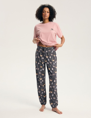Pijama de mujer Henderson Ginni 45420 100% algodón Pantalones largos Gatos