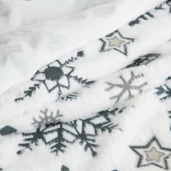 Eurofirany Manta de Navidad blanca azul marino copos de nieve - colcha de microfibra suave, 240 g/m²