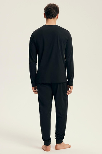 Henderson Core 43469 Loger pijama de los hombres negro-algodón, manga larga, embalaje inteligente