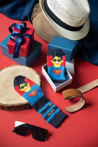 M41Z Super Dad Socks calcetines calcetines Moda Italiana - azul marino/colores