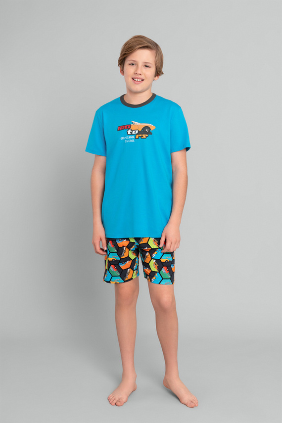 Pijama de niño manga corta Comic, pantalón Italian Fashion - turquesa/estampado