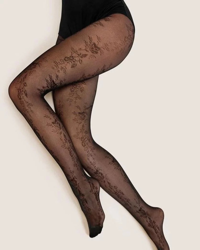 Pantimedias Gabriella Doris 30 den floral elásticas cómodas mujer