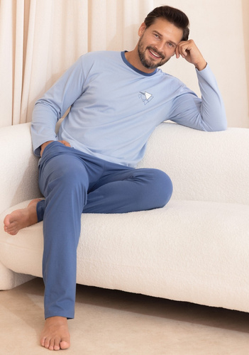 Pijama para hombre Regina 6010 100% algodón manga larga cómoda para todo el año beige