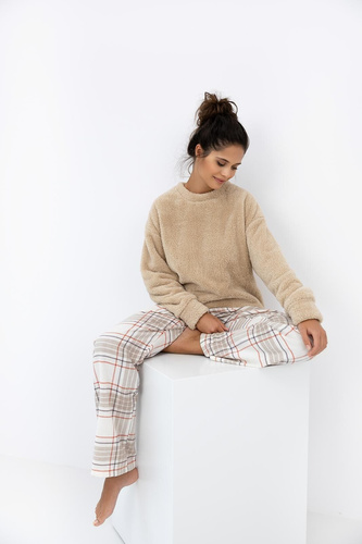 Joyce Sensis pijama de mujer - pijama cálido con top suave y pantalón a cuadros