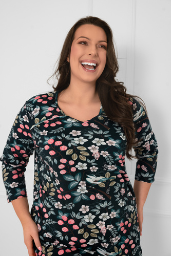 Camisón de manga 3/4 Lucja - estampado floral Moda Italiana