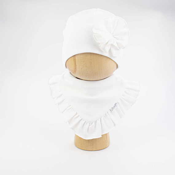 Gorro y Pañuelo para Niña Nicol 141960 Algodón Flor Volante - crema