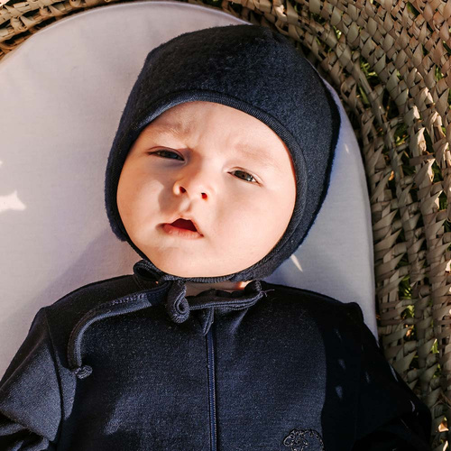Merino Gorro para bebé Eevi azul marino - 100% lana merino, termorregulador