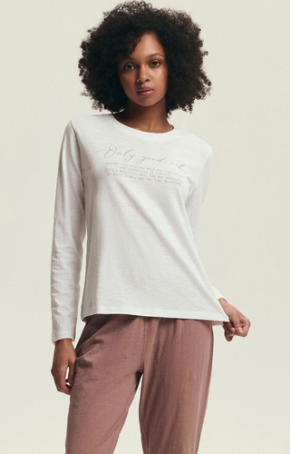 43701 Delanie Henderson pijama de las mujeres de color rosa polvoriento - algodón, manga larga y pantalones