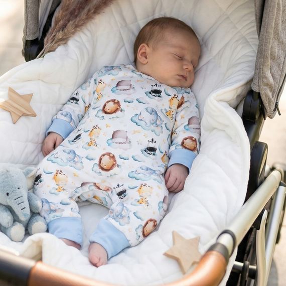 ABN-5609 Pijama para bebé Little Dreamers Nini de algodón orgánico - 100% de seguridad, cierres sin níquel, producción polaca