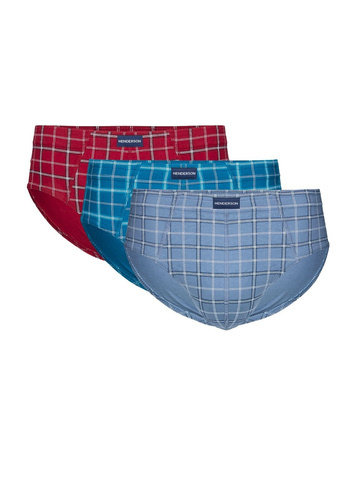 Slips para hombre Henderson 1446 K703 3 unidades 100% algodón azul vaquero gris burdeos