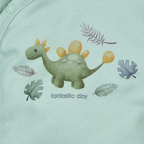 ABN-5568 Pijama para bebé Dino Explorer Nini menta | algodón orgánico, cierre con automáticos