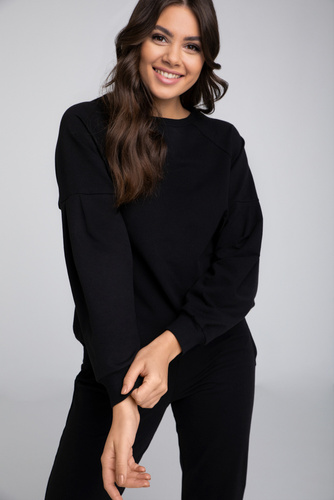 Parma Ladies conjunto manga larga, pantalón Italian Fashion - negro