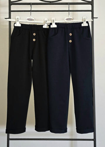 Adaś Bambarillo Pantalones de Algodón para Niño en Azul Marino con Botones