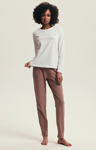 43701 Delanie Henderson pijama de las mujeres de color rosa polvoriento - algodón, manga larga y pantalones