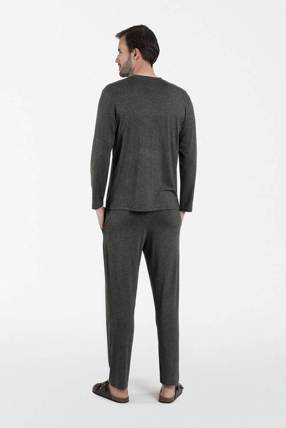 Akord Pijama hombre manga larga, pantalón largo Moda Italiana - c.melange