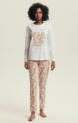 43689 Dextra Henderson crema pijama de las mujeres - algodón, estampado botánico