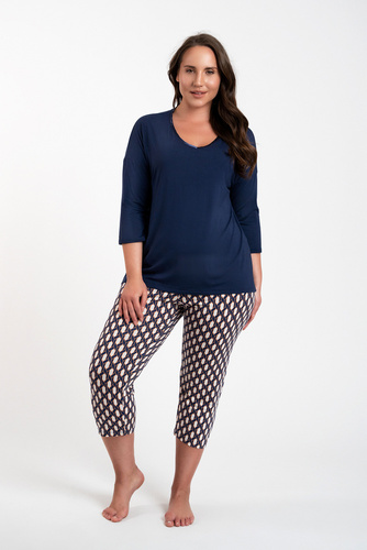 Milda Pijama de mujer manga 3/4, pantalón 3/4 Moda Italiana