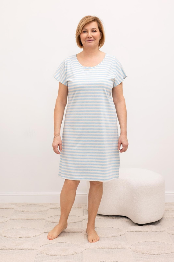 Camisón Regina 2001 algodón – manga corta, rayas, cómodo
