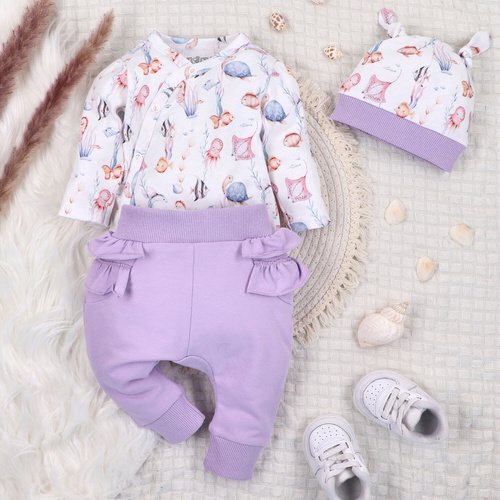 ABN-5471 Underwater World Nini cuerpo envolvente de manga larga - algodón orgánico, para bebés