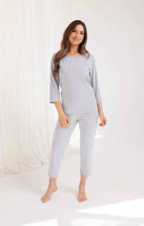 724 Pijama señora algodón Regina gris - Camiseta manga 3/4 + pantalón 7/8