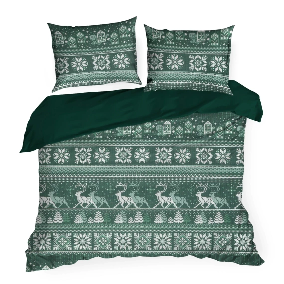 Ropa de cama de Navidad Clover Eurofirany verde oscuro - algodón ranforce, reversible