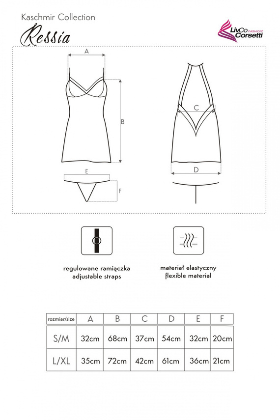 Ressia LC 90593 Conjunto, chemise y tanga LivCo Corsetti Fashion