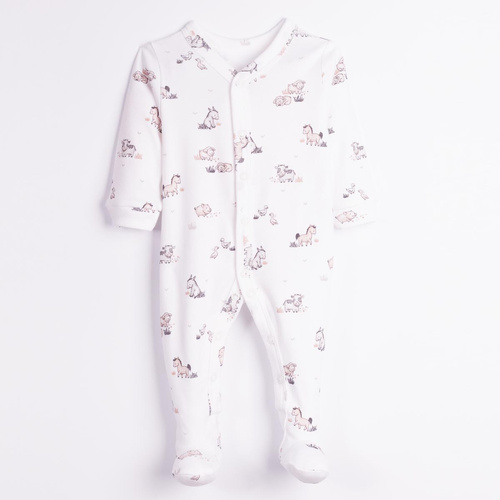 228031 Nicol FARMA Pijama enterizo para bebé 100% algodón animales crema