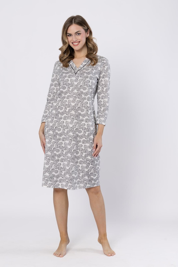 Bea 1610 Leveza camisón negro - elegante, 7/8, encaje