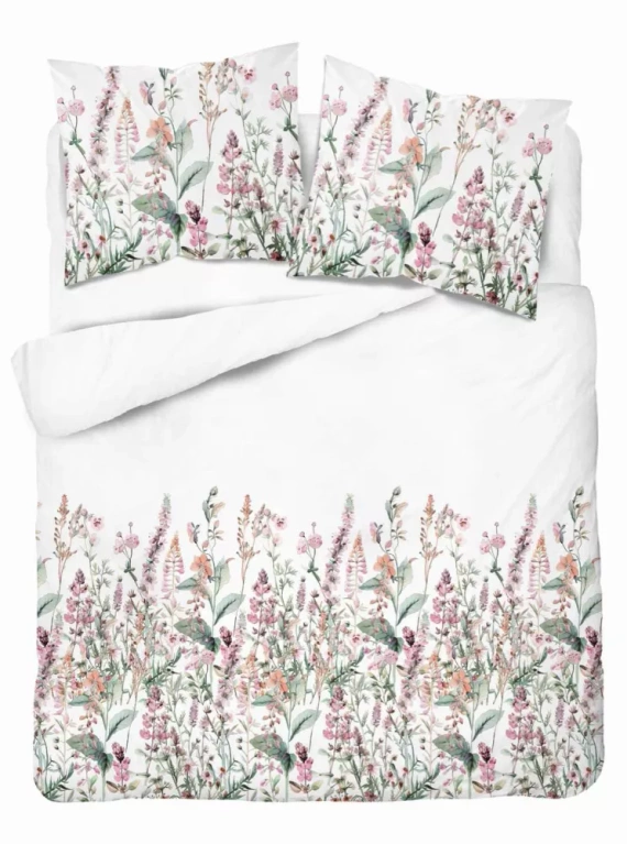 5485 A Detexpol Satin Stories ropa de cama blanco-rosa | 100% algodón, tejido de satén, cremallera, papel de regalo