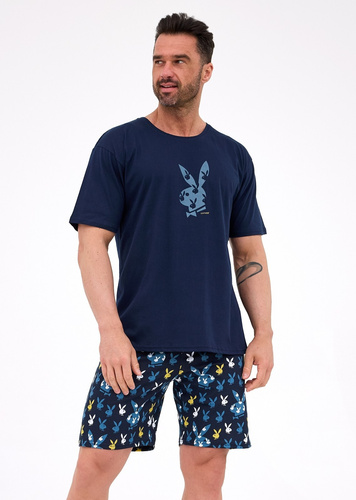 Pijama de hombre Cornette 326/318 Bunnies - pijama azul marino con short