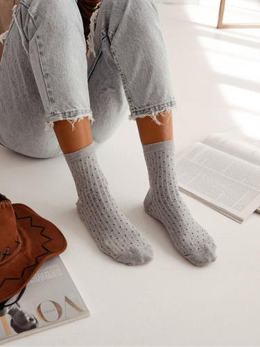 0200-170 Calcetines de mujer Dash Dot Milena - elegancia y confort - Light Melange