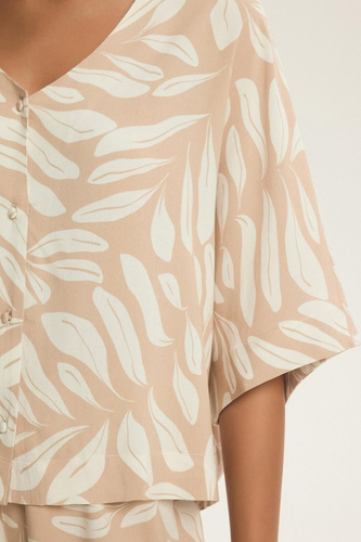 Henderson Dextra pijama mujer 43688 melocotón-viscosa, cremallera, 3/4, estampado floral