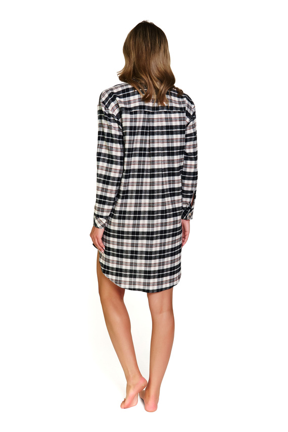 7336 Camisón Doctor Nap - algodón, franela, largo, a cuadros, desabrochado